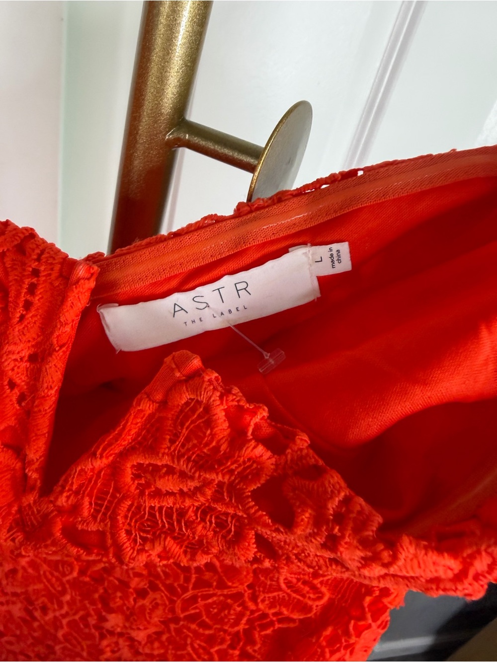 ASTR the Label Red Floral Lace Strapless Midi Dress Size L Cocktail Party - Picture 11 of 12